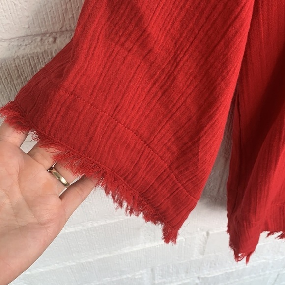 Red Carter Cotton Gauzy Popover Tunic Red Cover Up XS - Picture 5 of 10